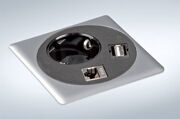 Встраиваемый блок Point (1 розетка 220В, 1xUSB, 1xRJ45), отделка хром матовый/чёрная
