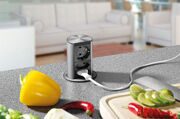 Встраиваемый блок ELEVATOR (1 розетка Schuko, 2 розетки Euro, 220В), отделка сталь нержавеющая/чёрный